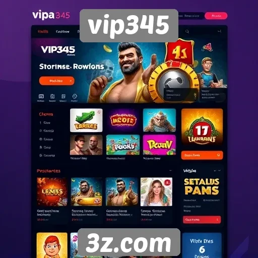 Análise da interface do site de jogos vip345